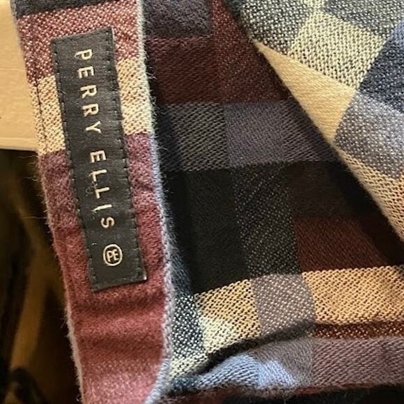 Perry Ellis Men's Square Pixelated Plaid Long Sleeve Button-Down Shirt Size 2XLT - Picture 7 of 11